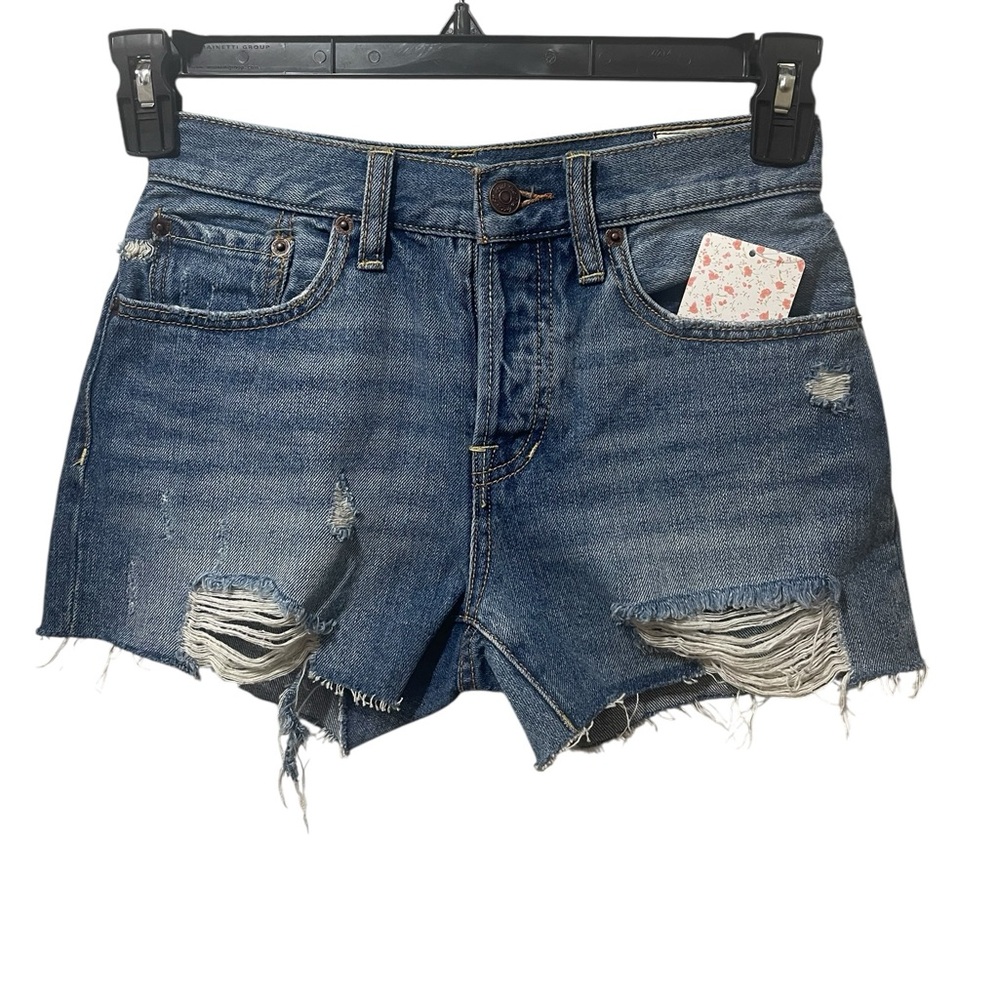 Free People Button Fly Distressed Boho Festival Summer Shorts sz 24 NWT